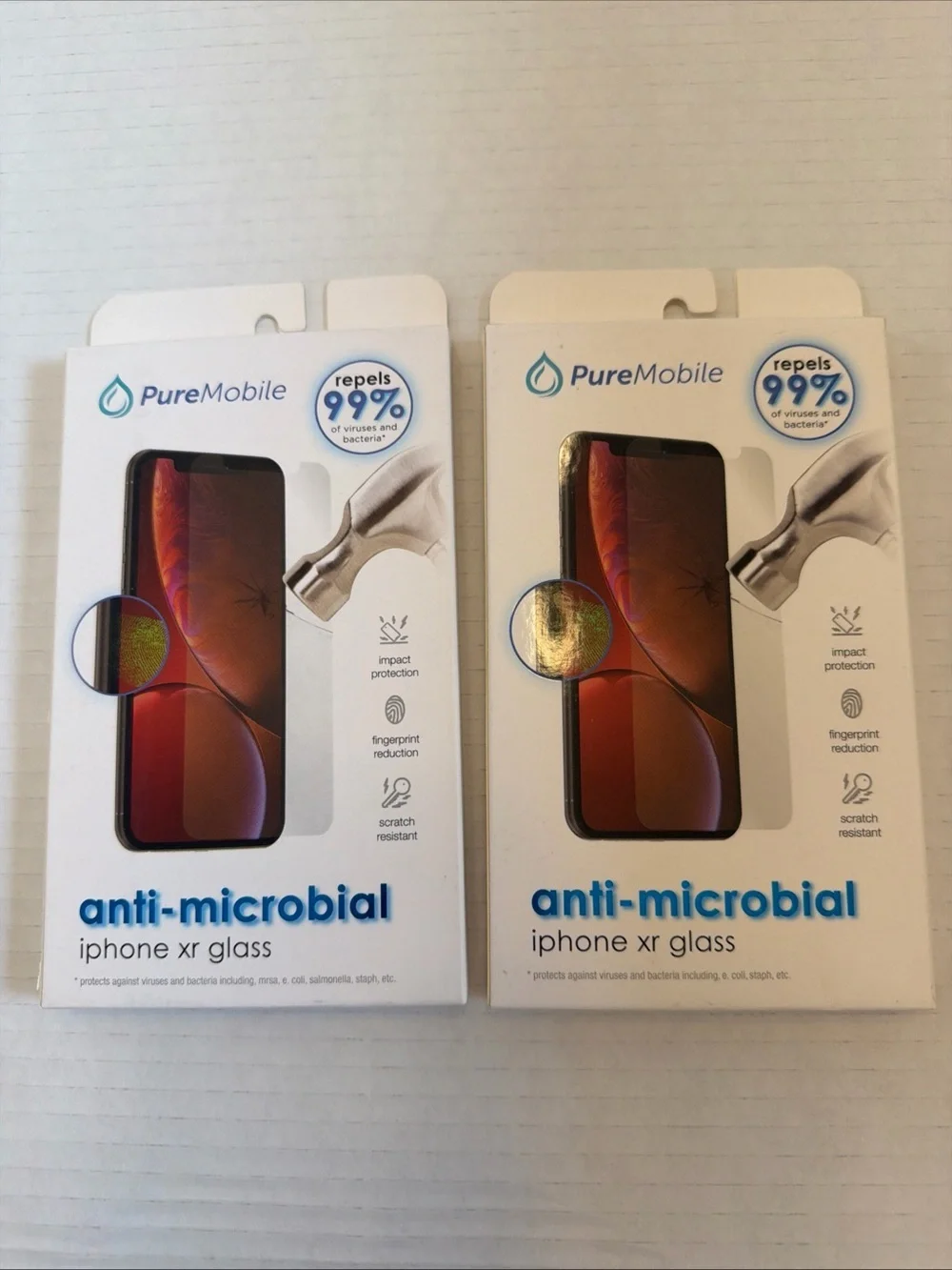 Lot of (2) PureMobile Anti-microbial invisible shield Glass iPhone XR NEW